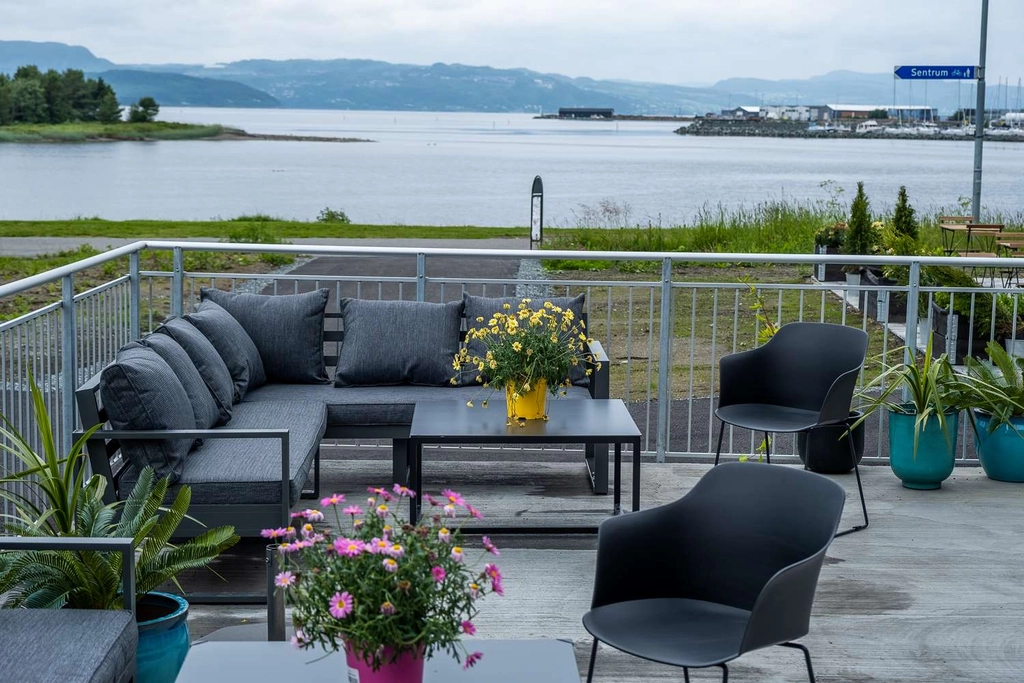 Waterside patio seating